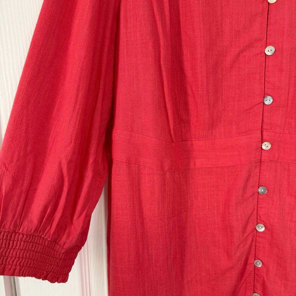J.Jill Women's Coral Linen Blend Button Front Dress Size Large - Picture 5 of 14